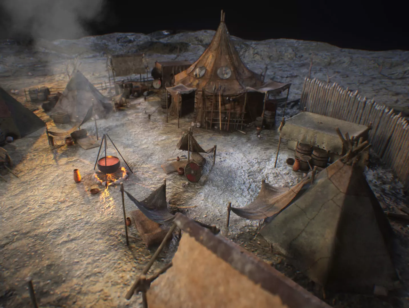 Top-Down Barbarian Camp - LowPoly Low-poly 3D model_0