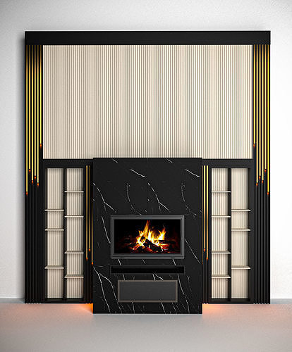 FIRE PLACE DECORATIVE WALL 3D model
