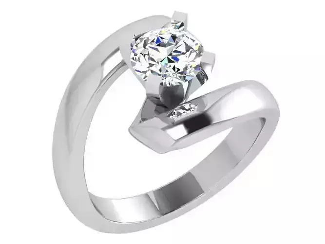 One stone diamond ring 3598 3D print model 