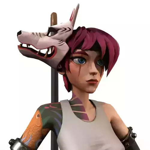 GrilGravesTone female character Low-poly 3D model