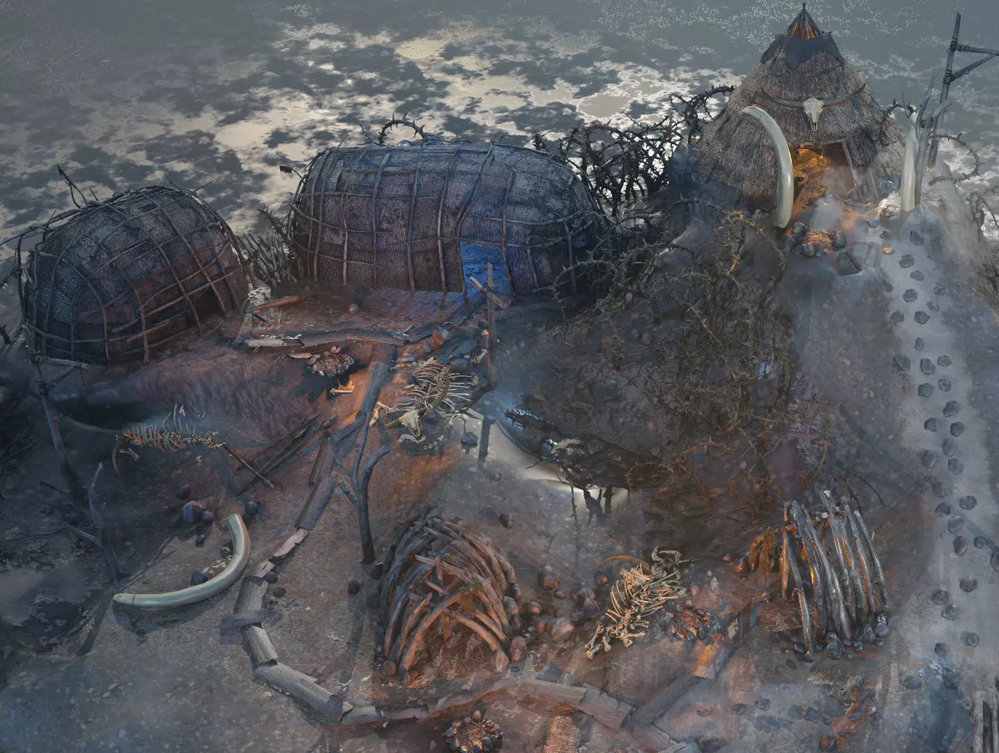 Top-Down Primal Settlement - LowPoly Low-poly 3D model_0