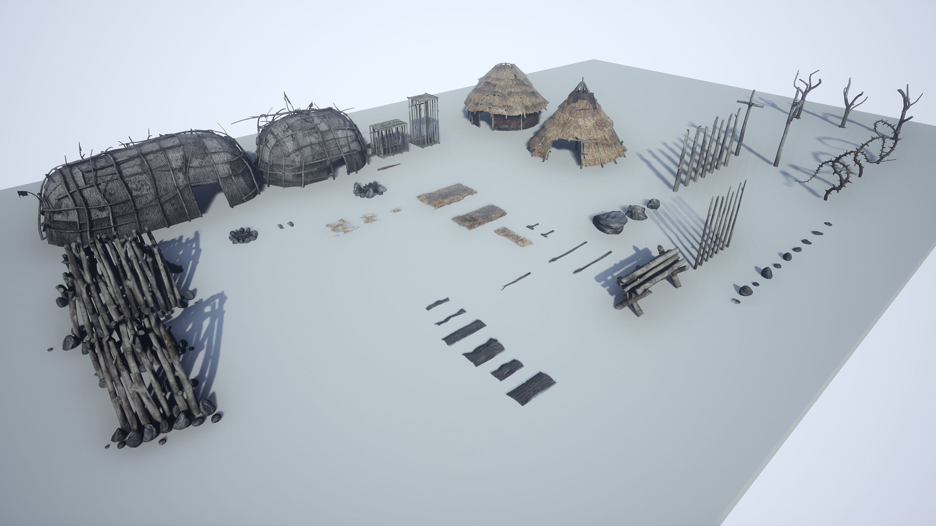 Top-Down Primal Settlement - LowPoly Low-poly 3D model_19