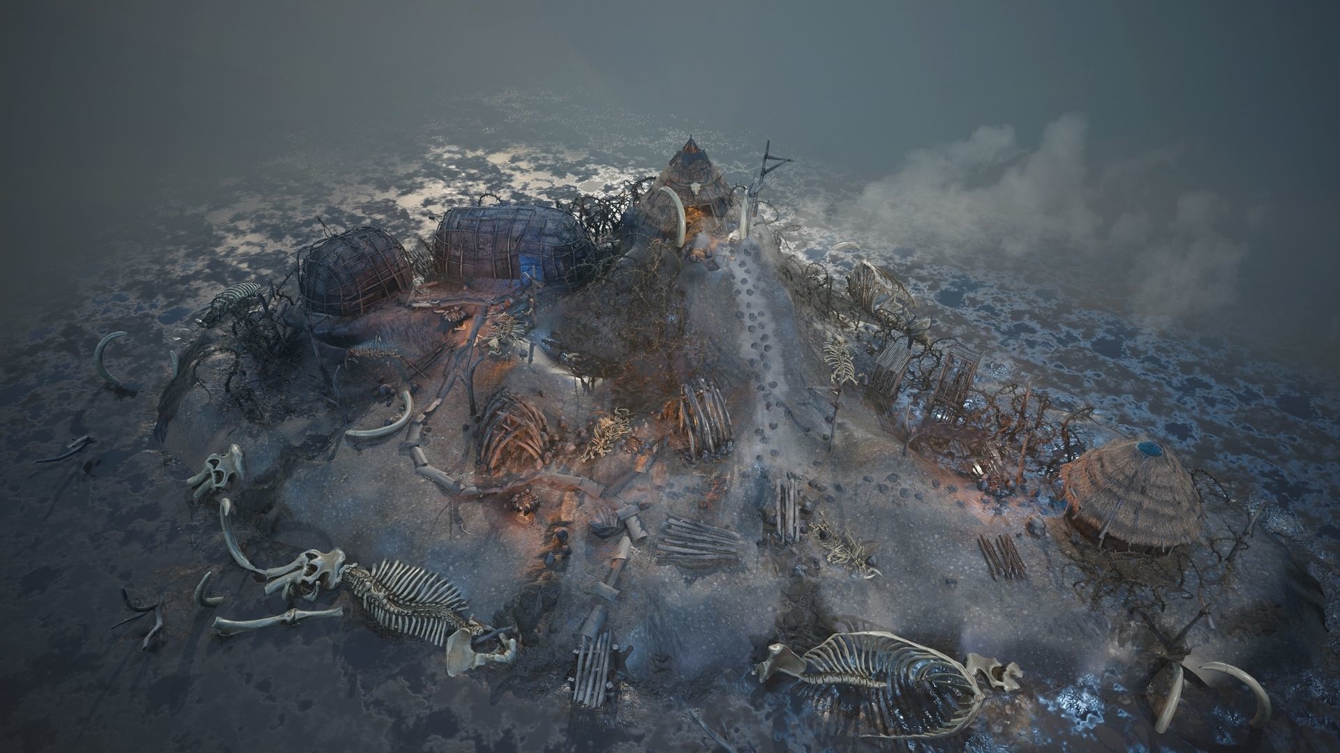 Top-Down Primal Settlement - LowPoly Low-poly 3D model_6