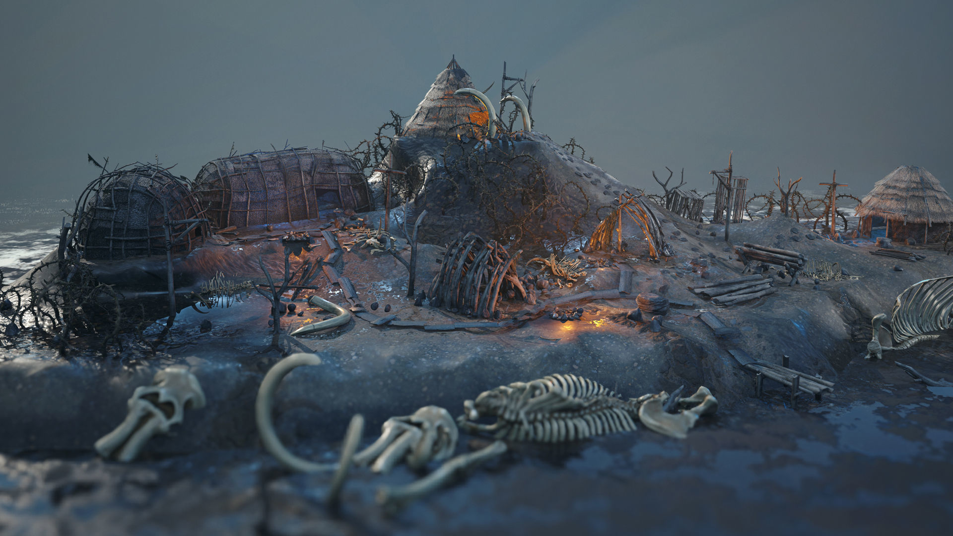 Top-Down Primal Settlement - LowPoly Low-poly 3D model_3