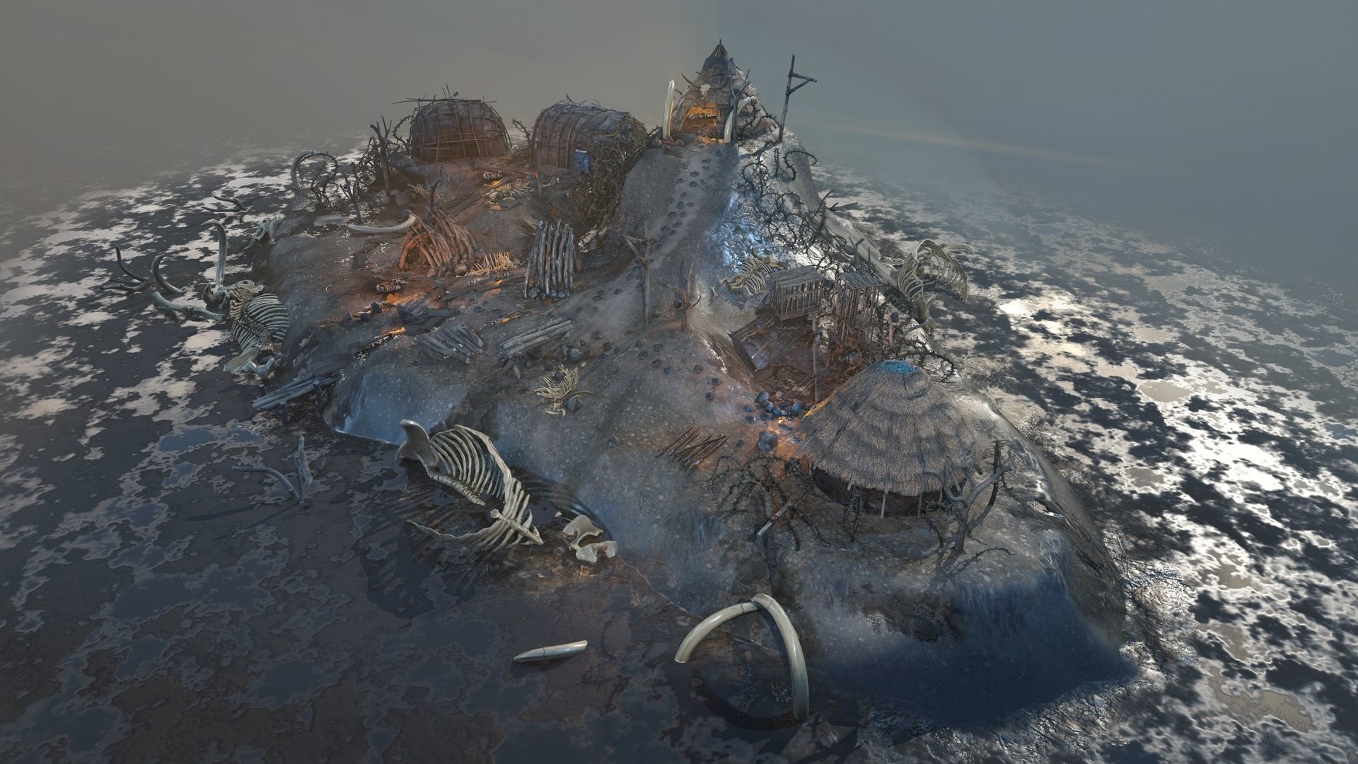 Top-Down Primal Settlement - LowPoly Low-poly 3D model_5