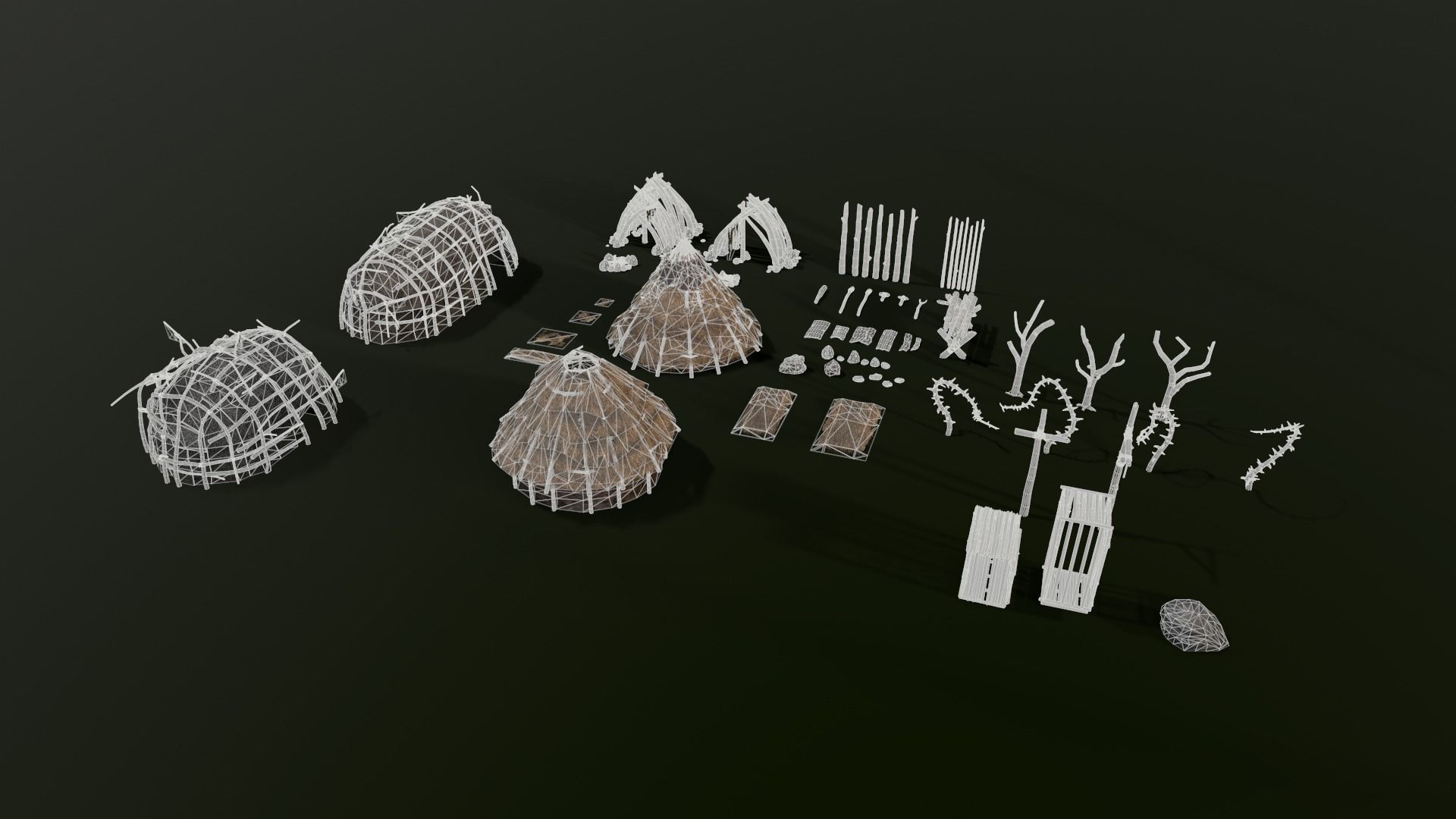 Top-Down Primal Settlement - LowPoly Low-poly 3D model_23