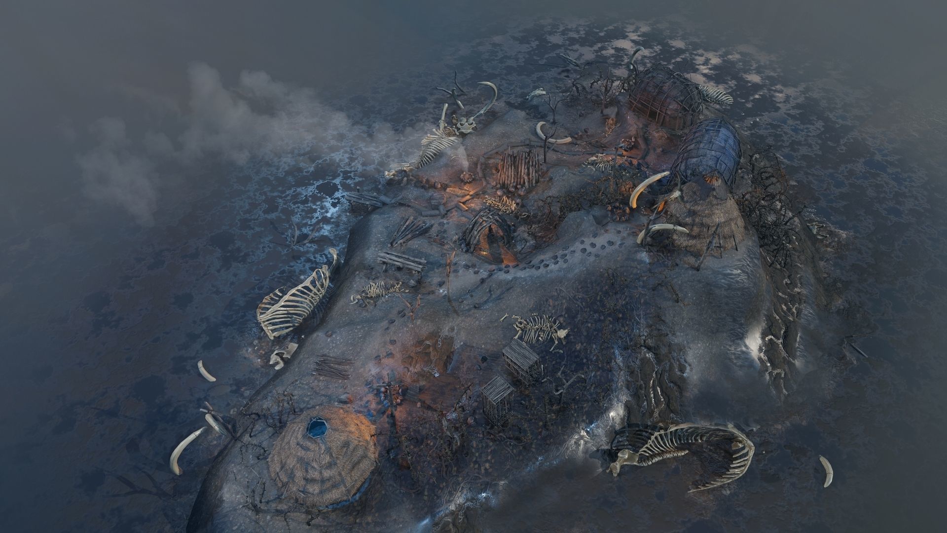 Top-Down Primal Settlement - LowPoly Low-poly 3D model_4