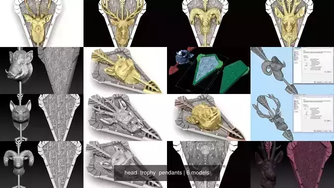 head  trophy  pendants 3D Model Collection