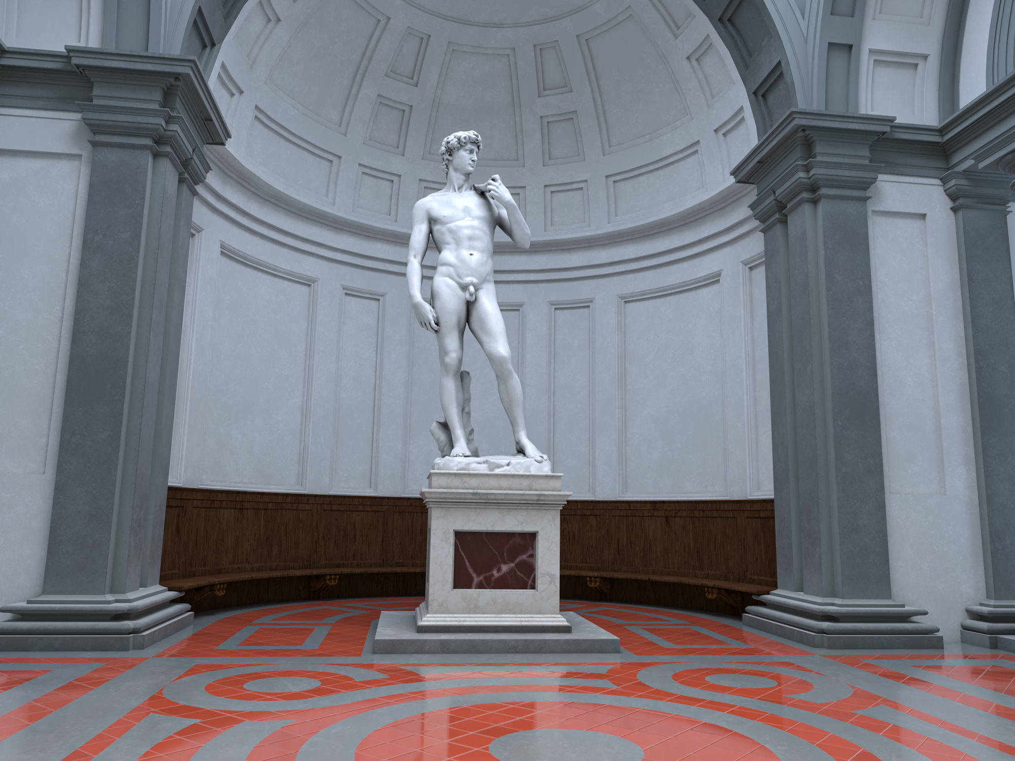 Accademia gallery in Florence Low-poly 3D model_1