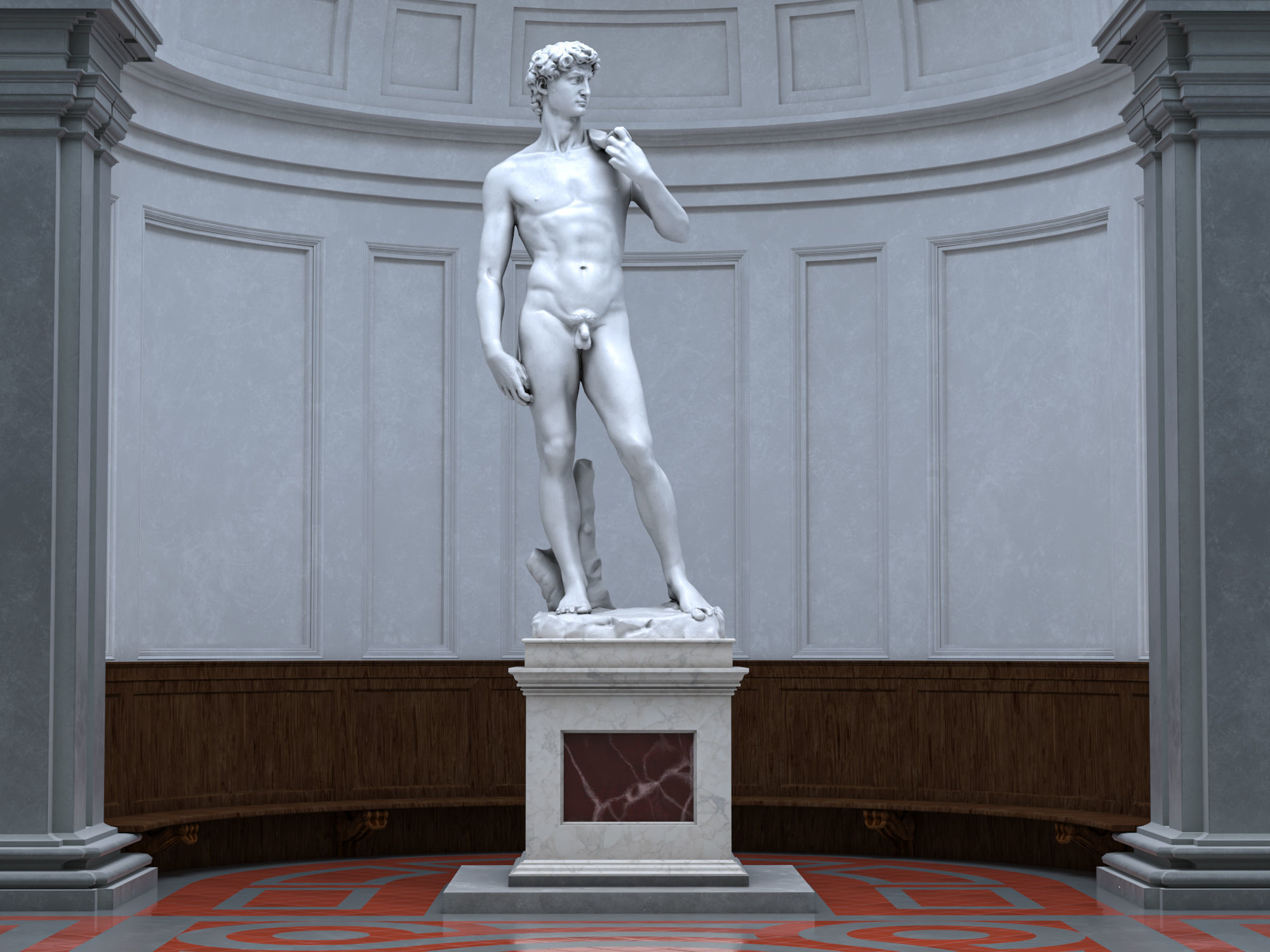 Accademia gallery in Florence Low-poly 3D model_2