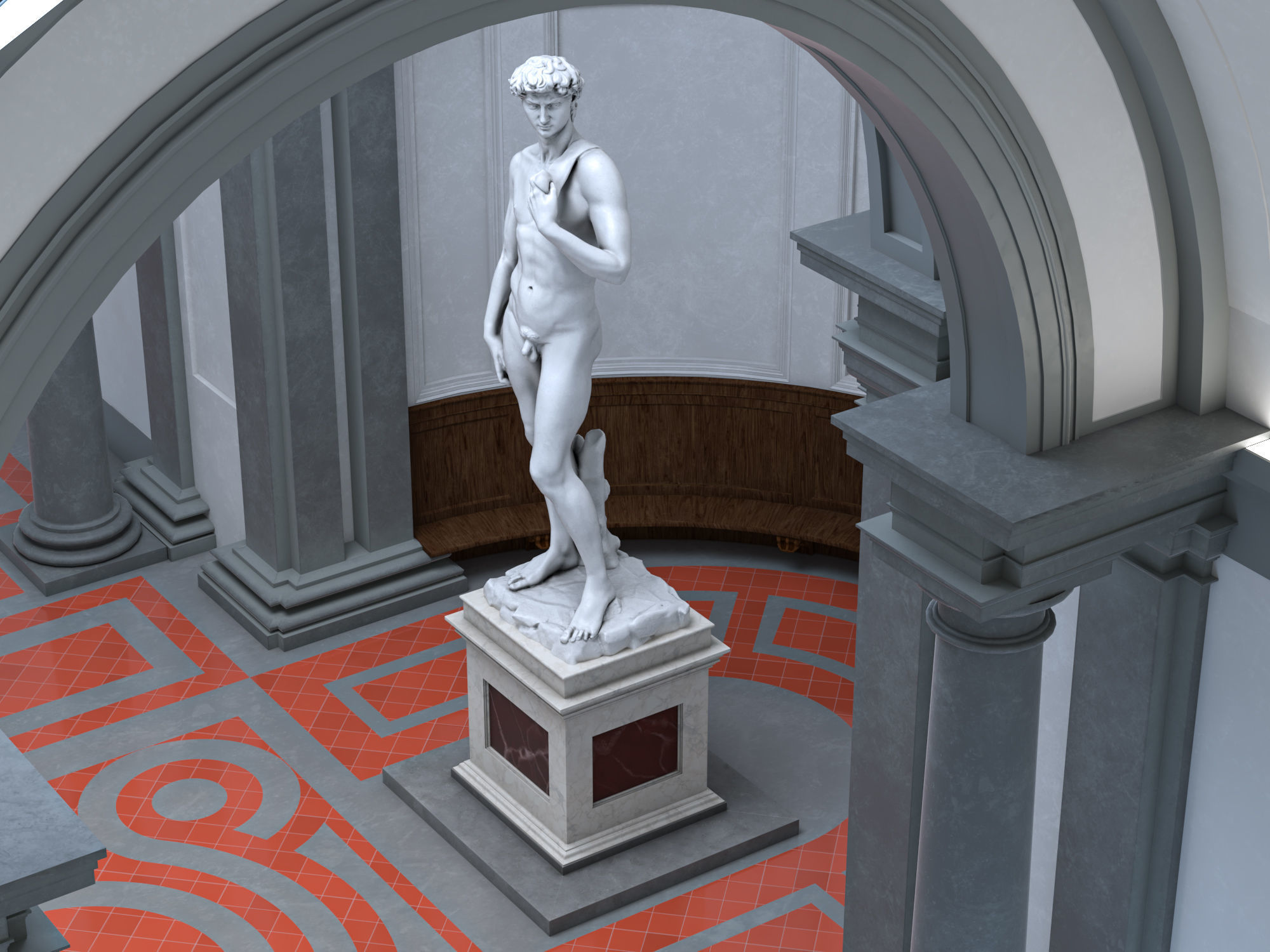 Accademia gallery in Florence Low-poly 3D model_4