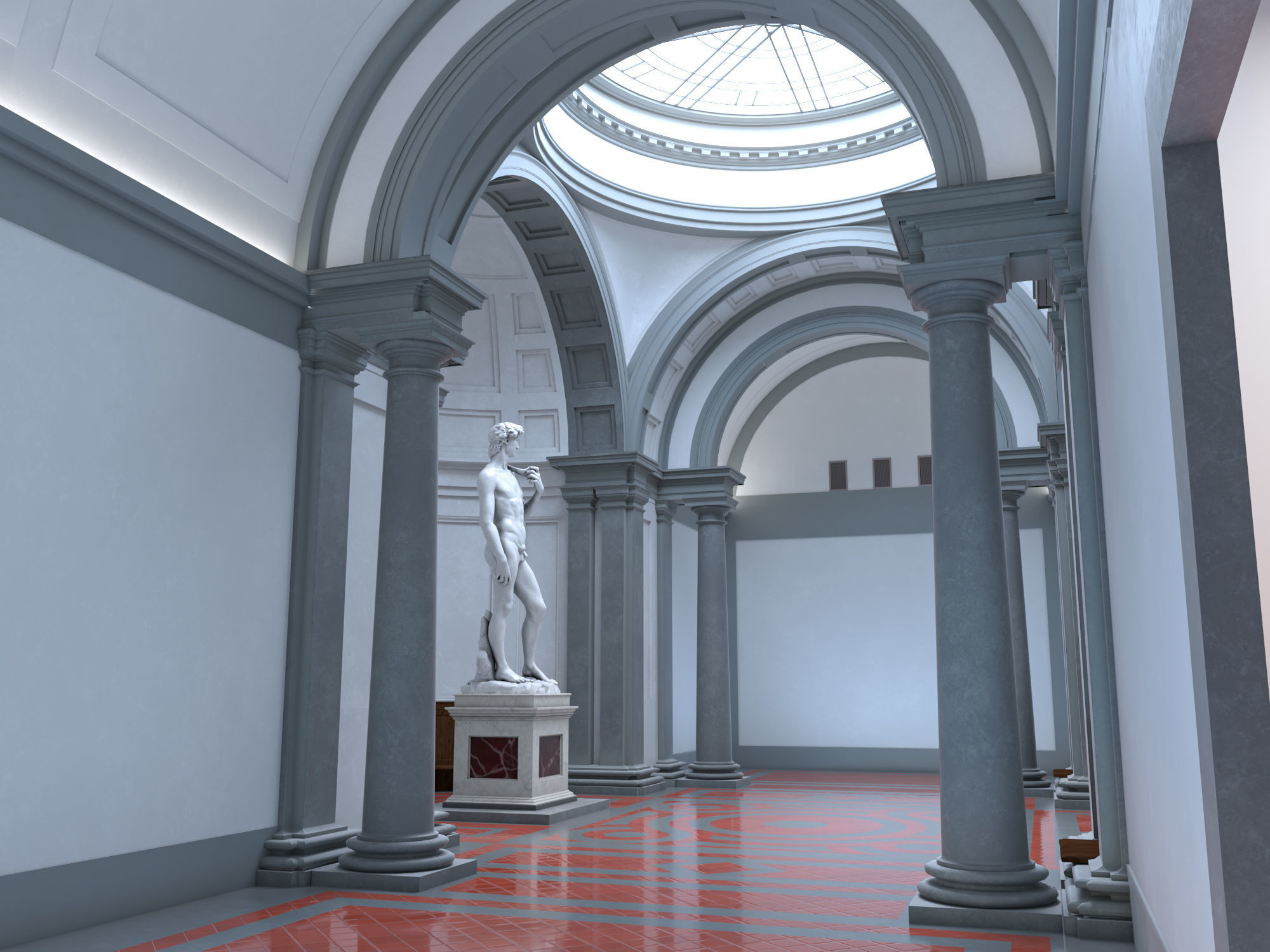 Accademia gallery in Florence Low-poly 3D model_16