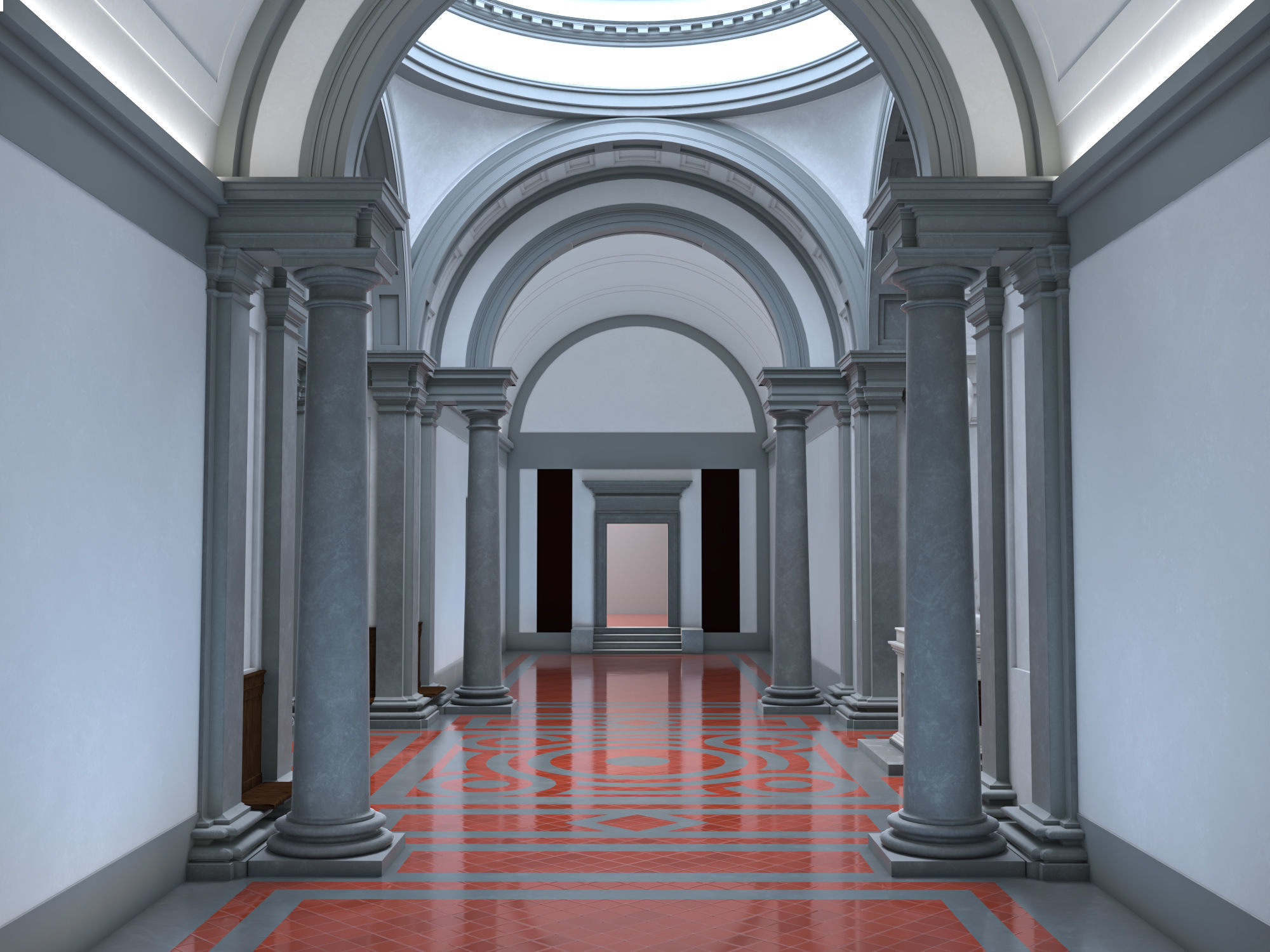 Accademia gallery in Florence Low-poly 3D model_5