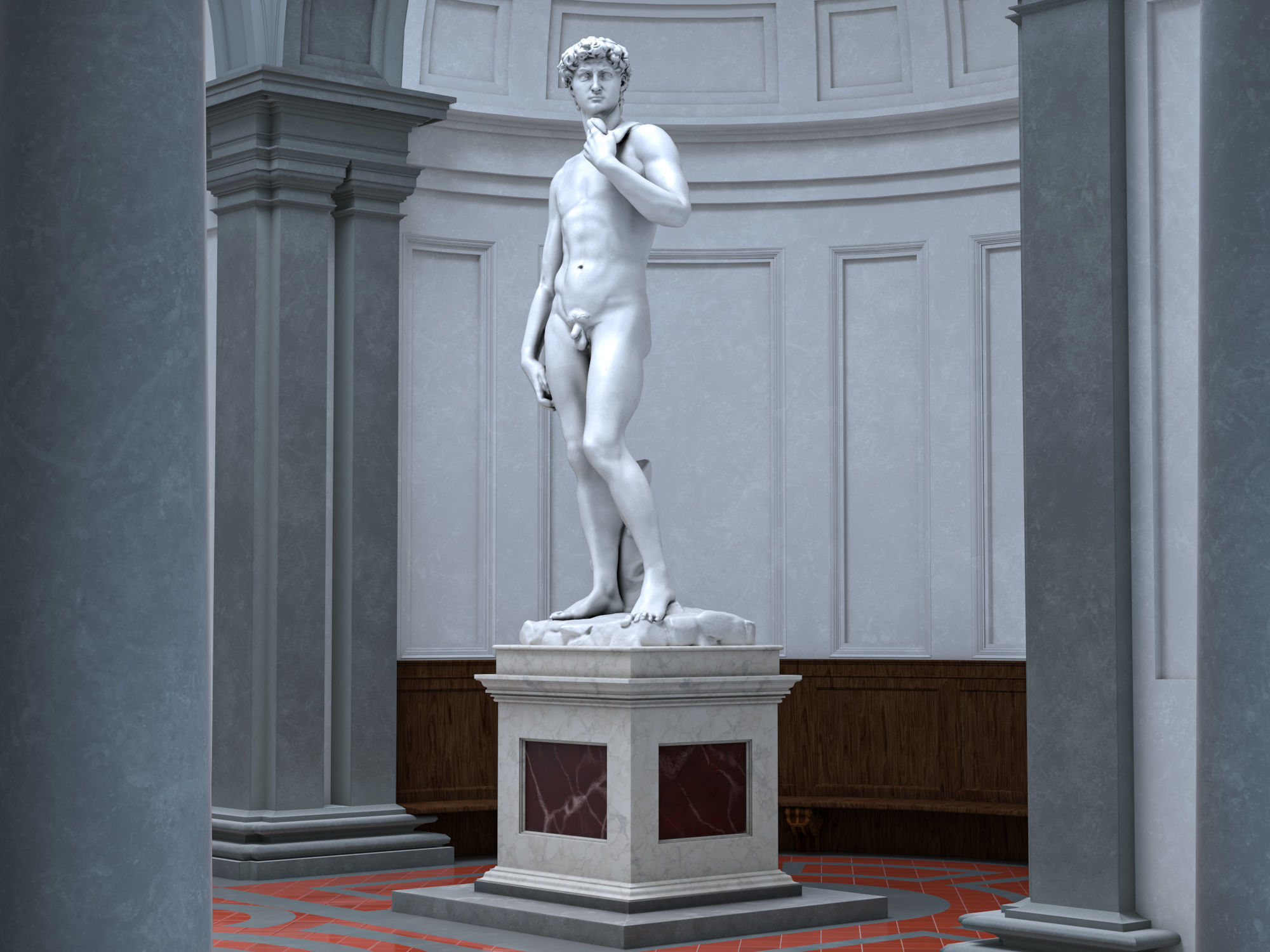 Accademia gallery in Florence Low-poly 3D model_3