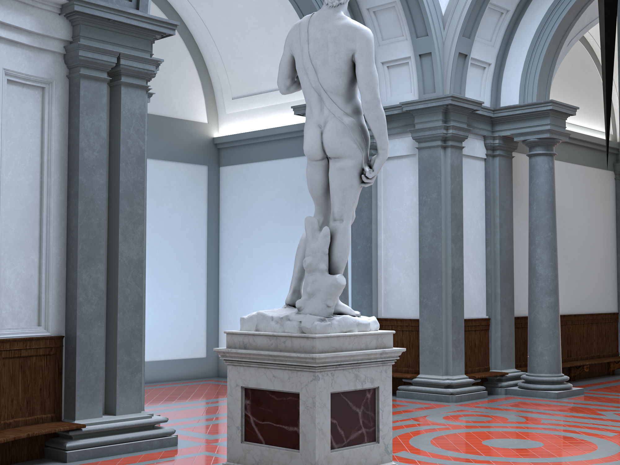 Accademia gallery in Florence Low-poly 3D model_7
