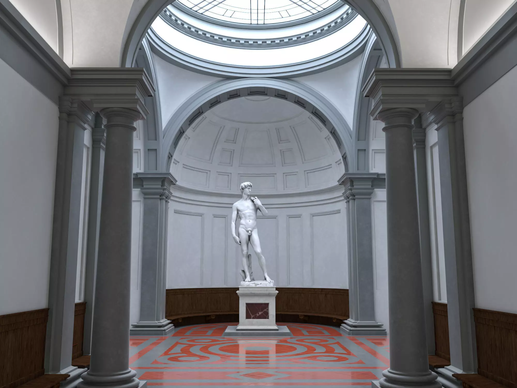 Accademia gallery in Florence Low-poly 3D model_0