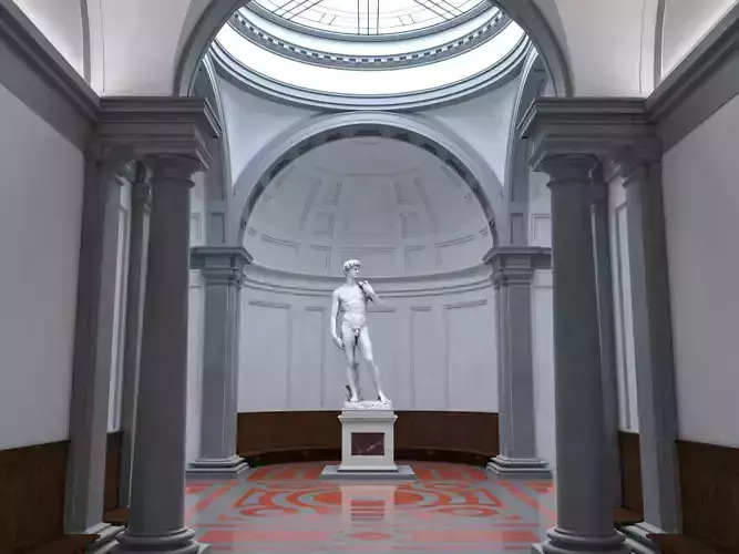 Accademia gallery in Florence Low-poly 3D model