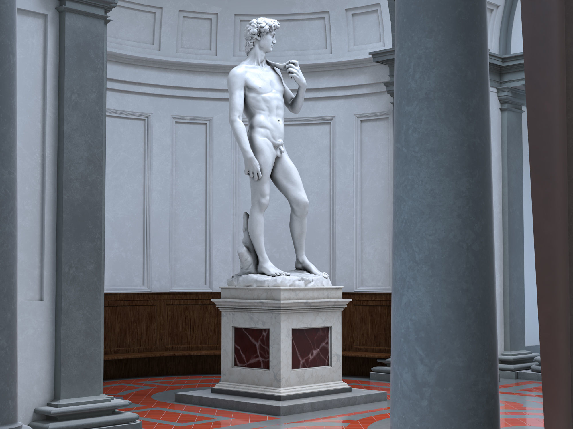 Accademia gallery in Florence Low-poly 3D model_9