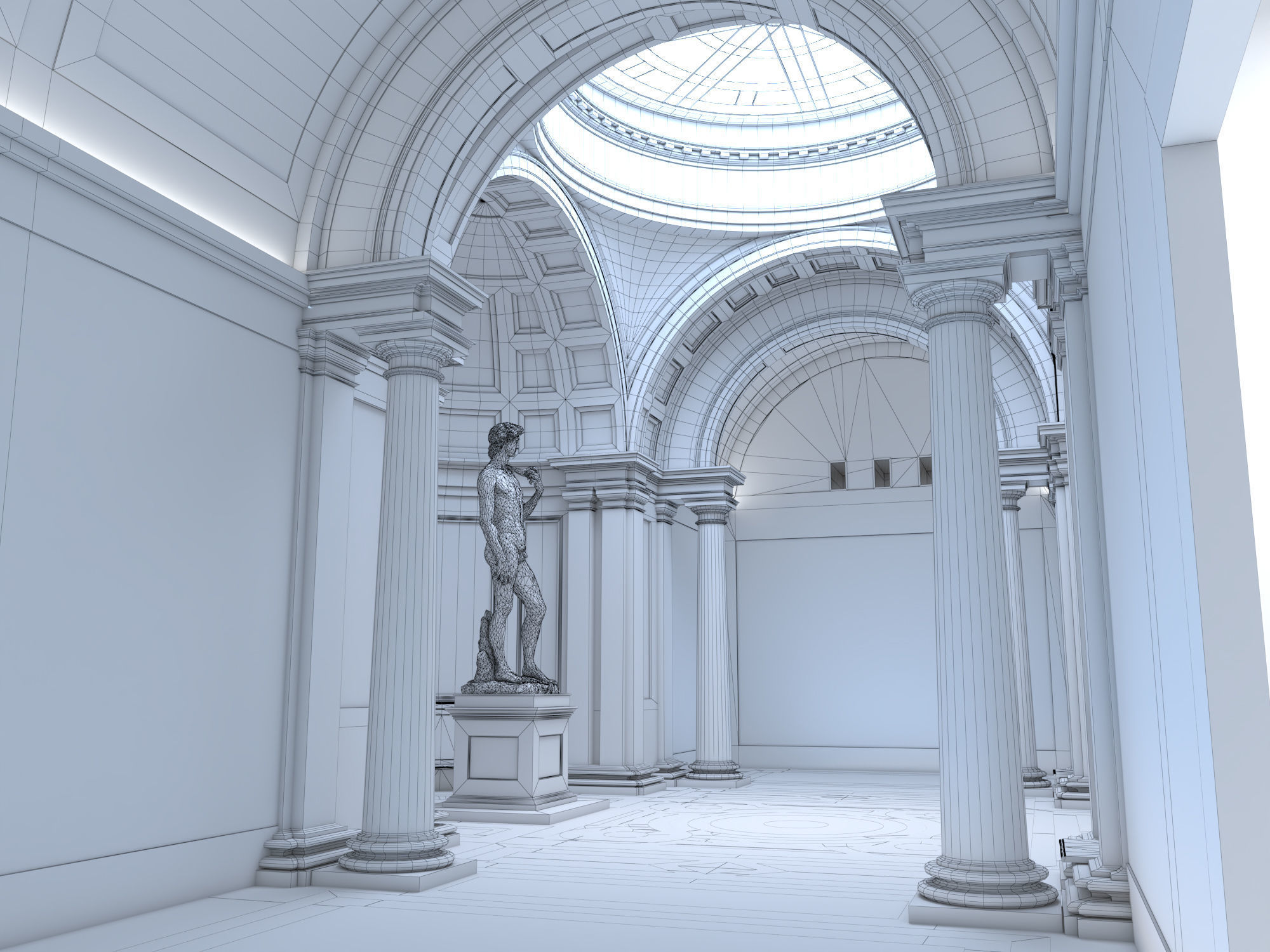 Accademia gallery in Florence Low-poly 3D model_29