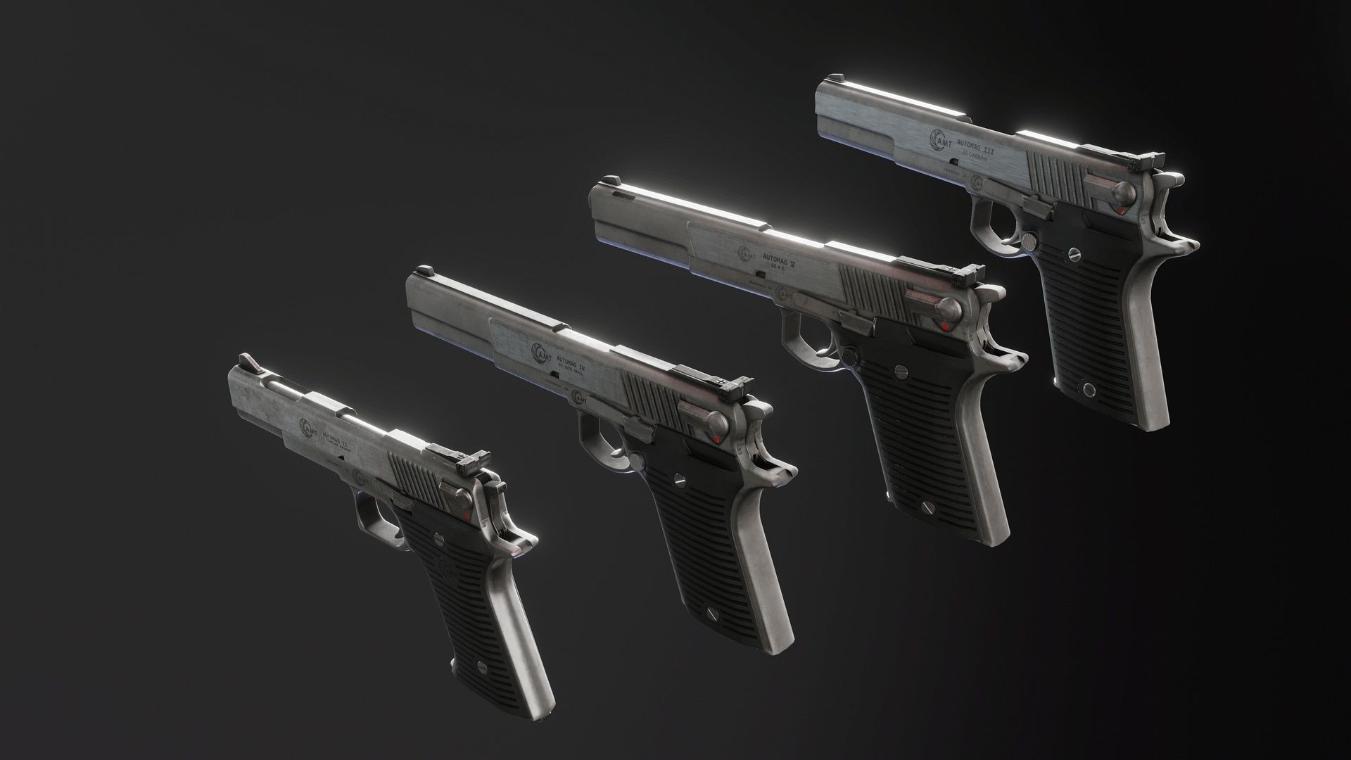 Automag series Pistols Low-poly 3D model_1
