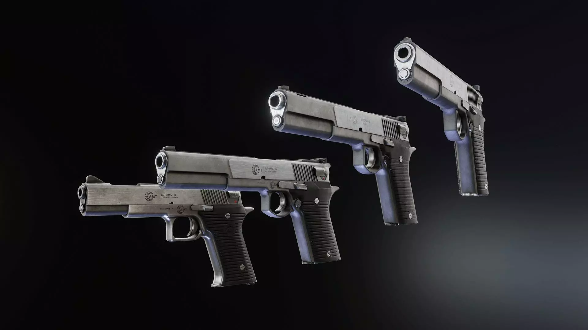 Automag series Pistols Low-poly 3D model_0