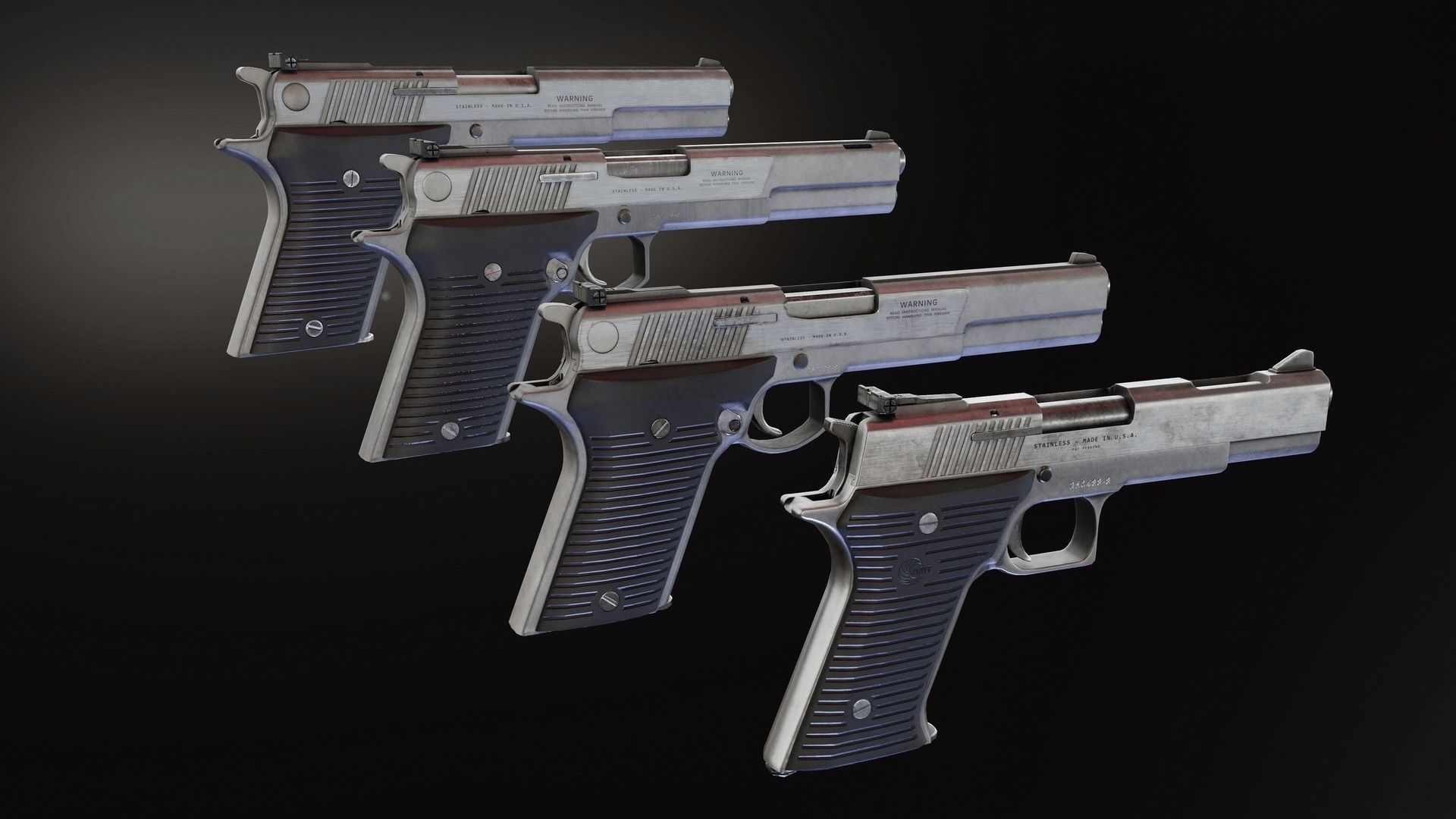 Automag series Pistols Low-poly 3D model_2