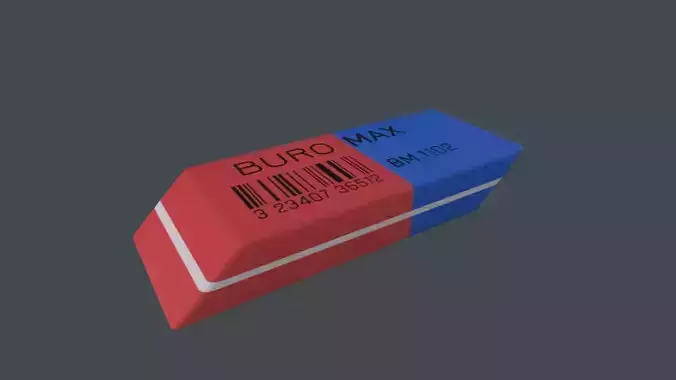Eraser 3D Model box with barcode Low-poly 3D model
