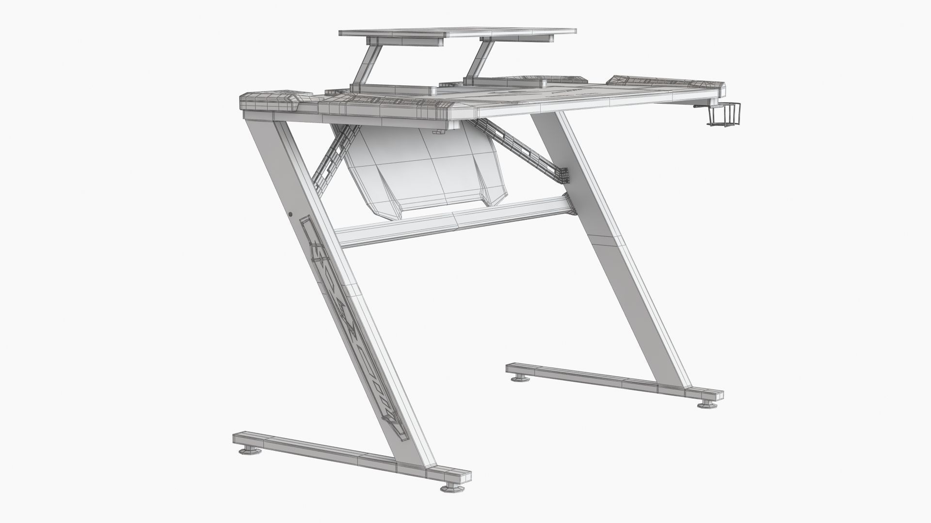 Computer Gaming desk LANGHOLM with LED black 3D model_15