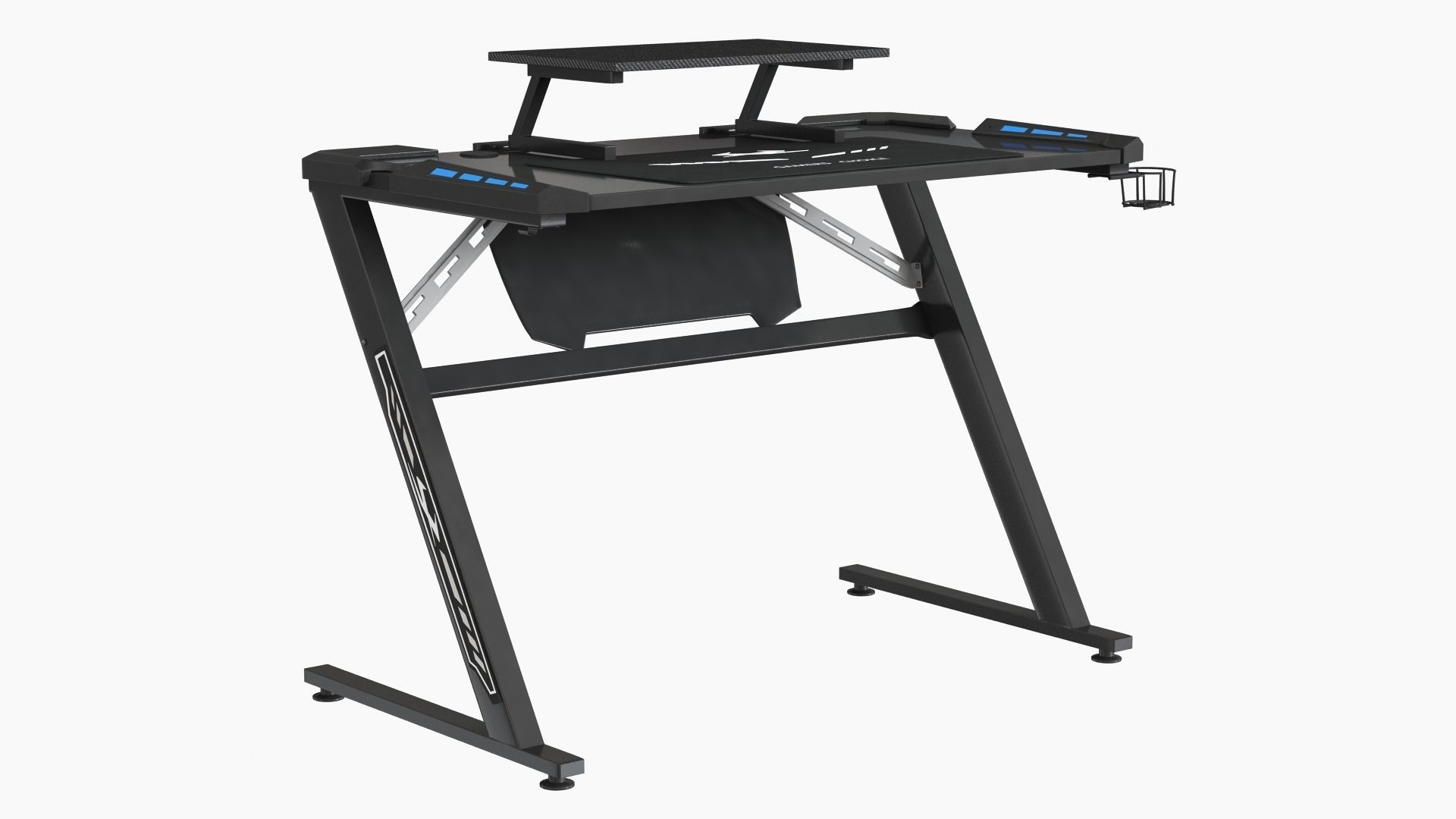 Computer Gaming desk LANGHOLM with LED black 3D model_9
