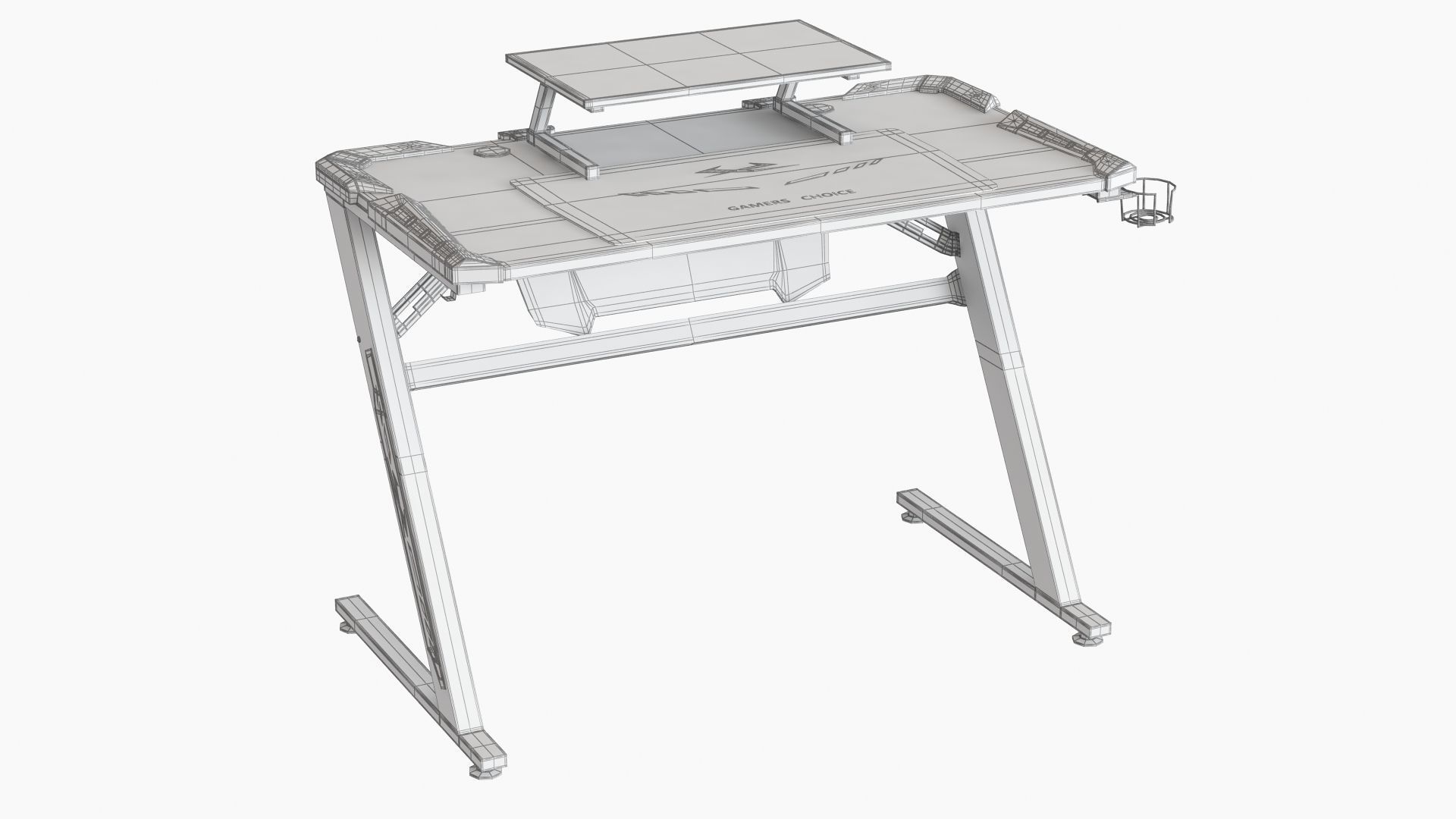 Computer Gaming desk LANGHOLM with LED black 3D model_10