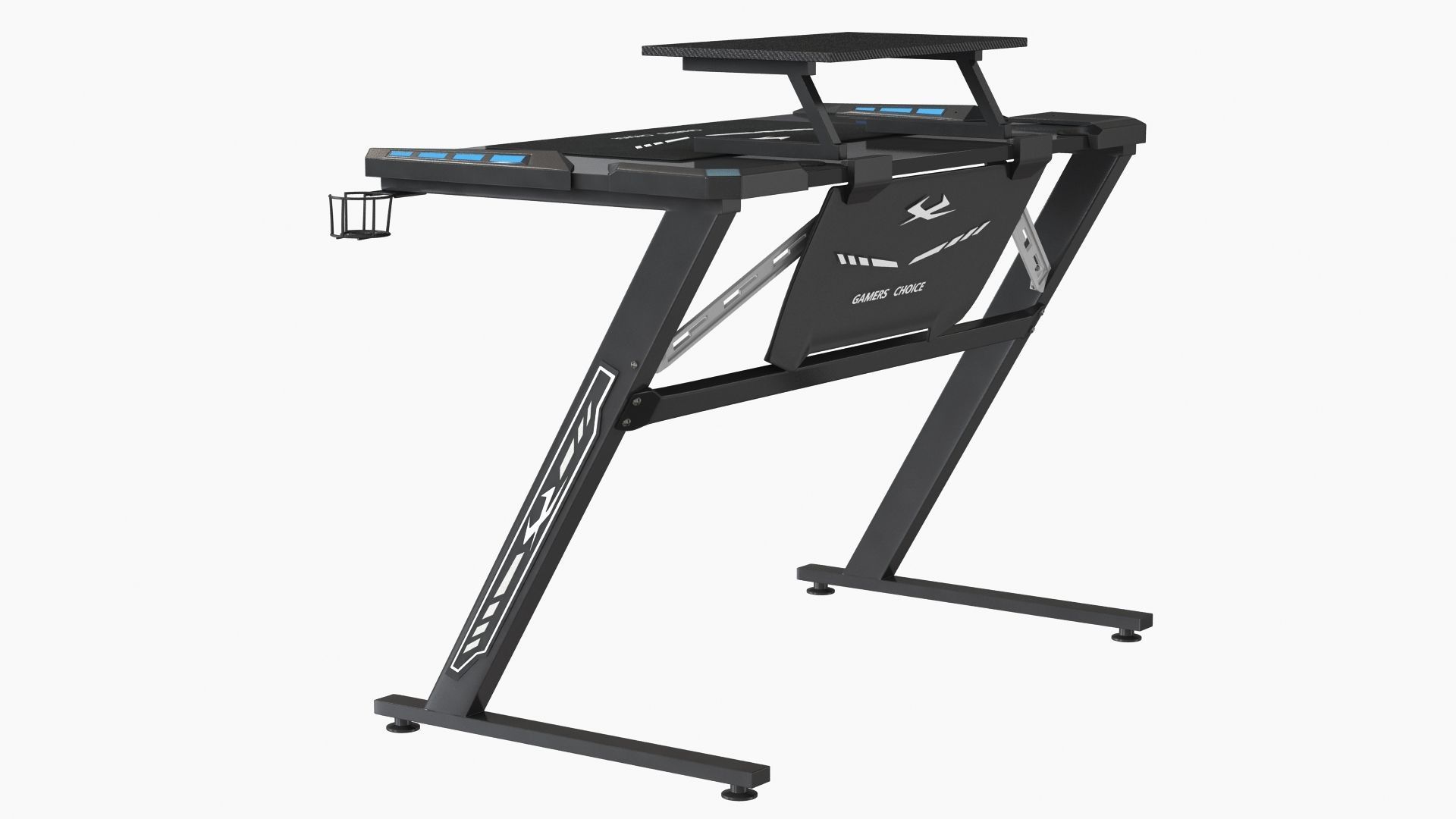 Computer Gaming desk LANGHOLM with LED black 3D model_4