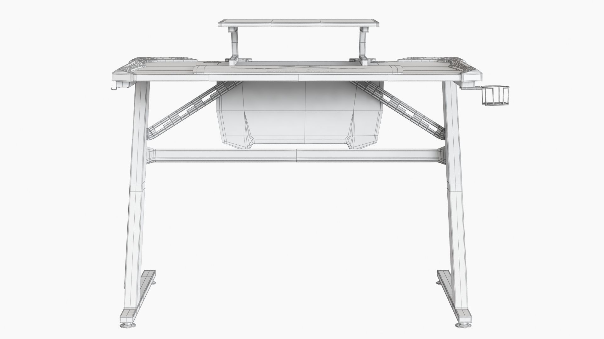 Computer Gaming desk LANGHOLM with LED black 3D model_13