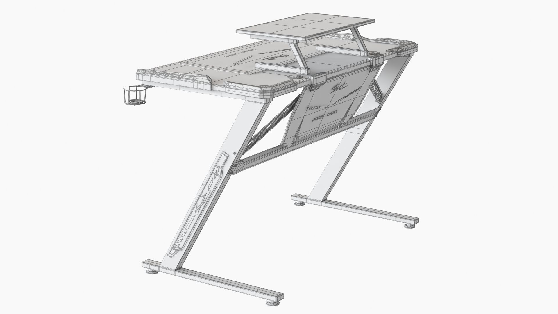 Computer Gaming desk LANGHOLM with LED black 3D model_11