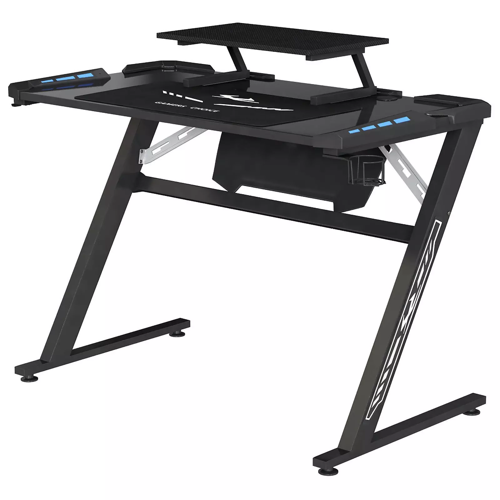 Computer Gaming desk LANGHOLM with LED black 3D model_0