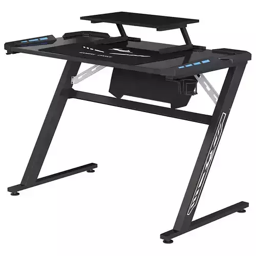 Computer Gaming desk LANGHOLM with LED black