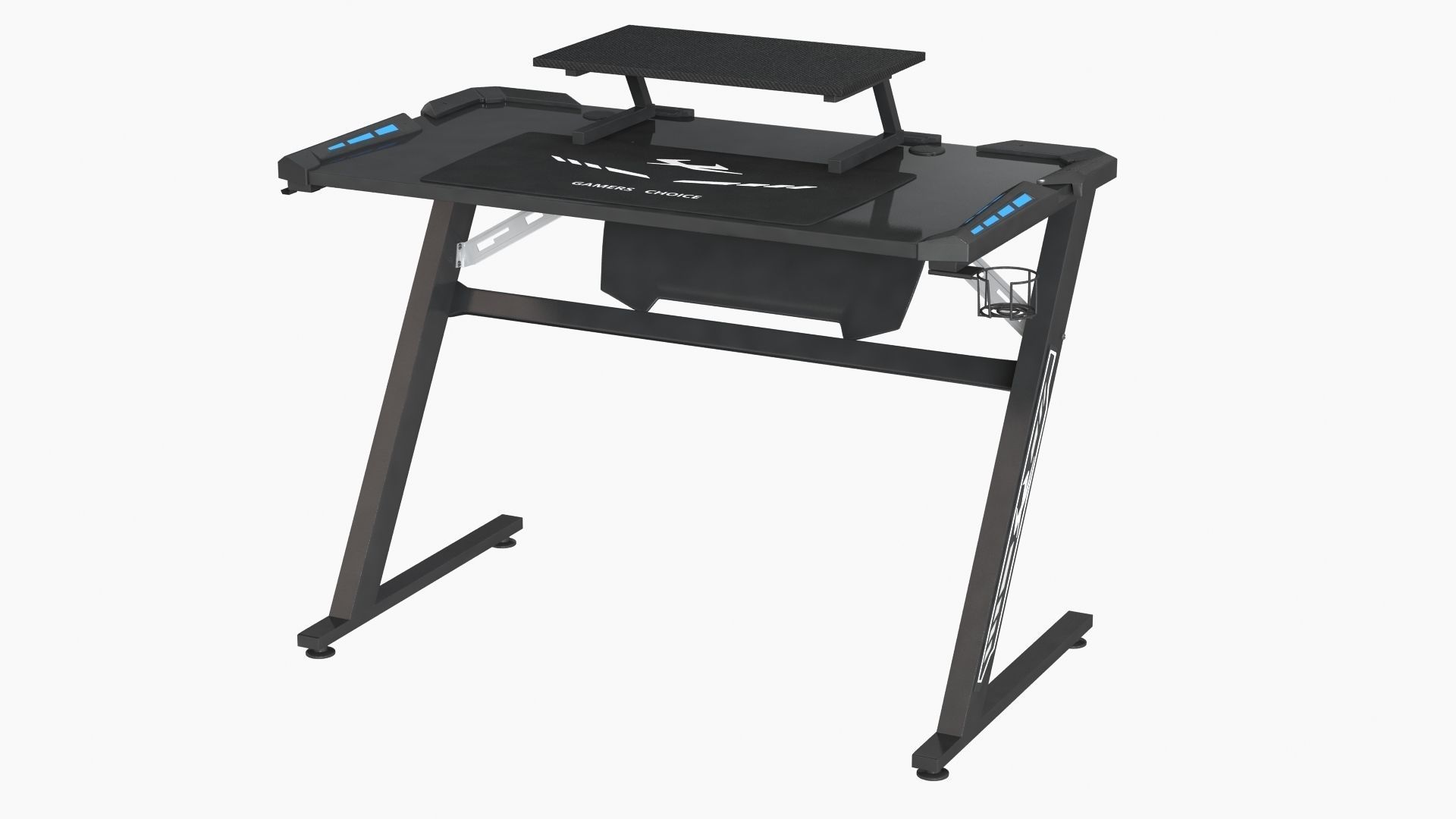 Computer Gaming desk LANGHOLM with LED black 3D model_7