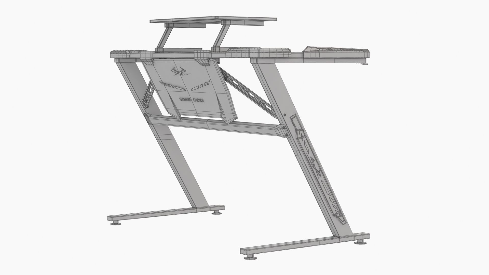 Computer Gaming desk LANGHOLM with LED black 3D model_16