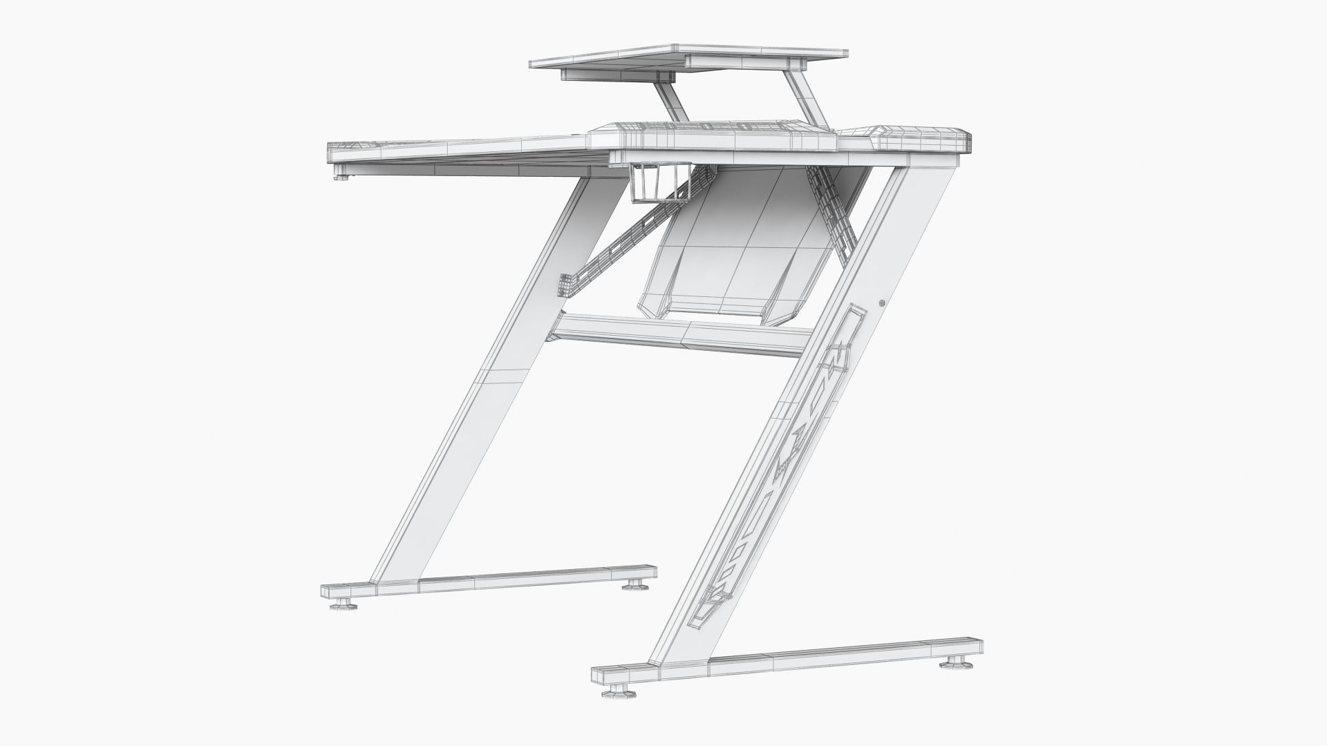 Computer Gaming desk LANGHOLM with LED black 3D model_12