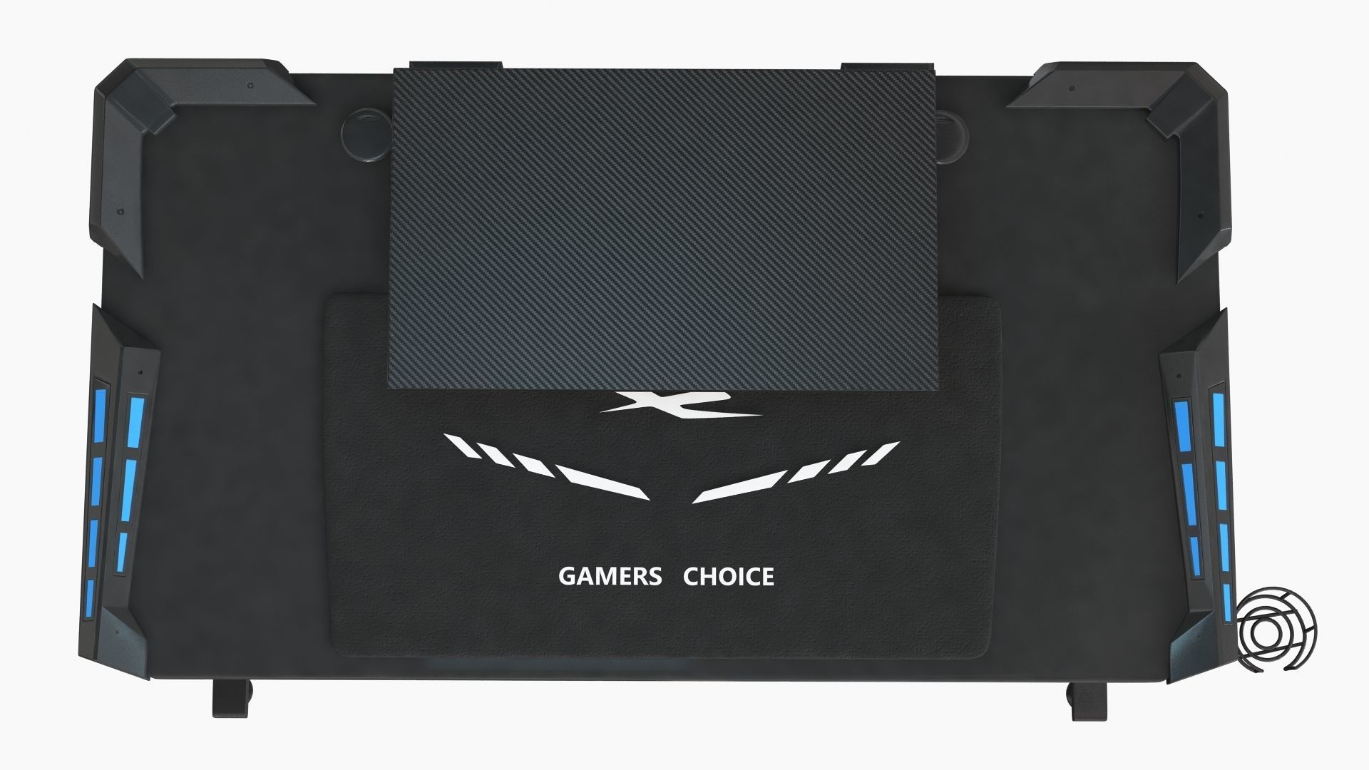 Computer Gaming desk LANGHOLM with LED black 3D model_6