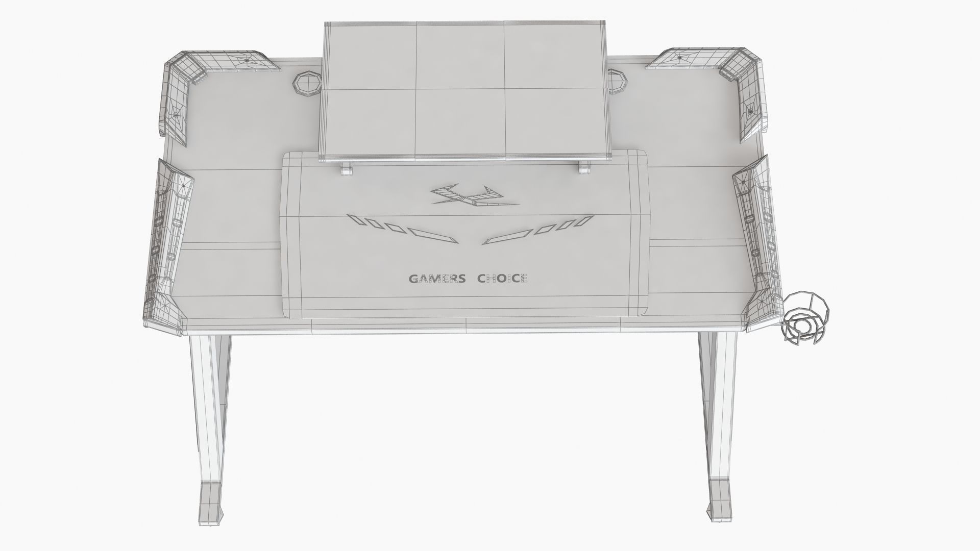 Computer Gaming desk LANGHOLM with LED black 3D model_14