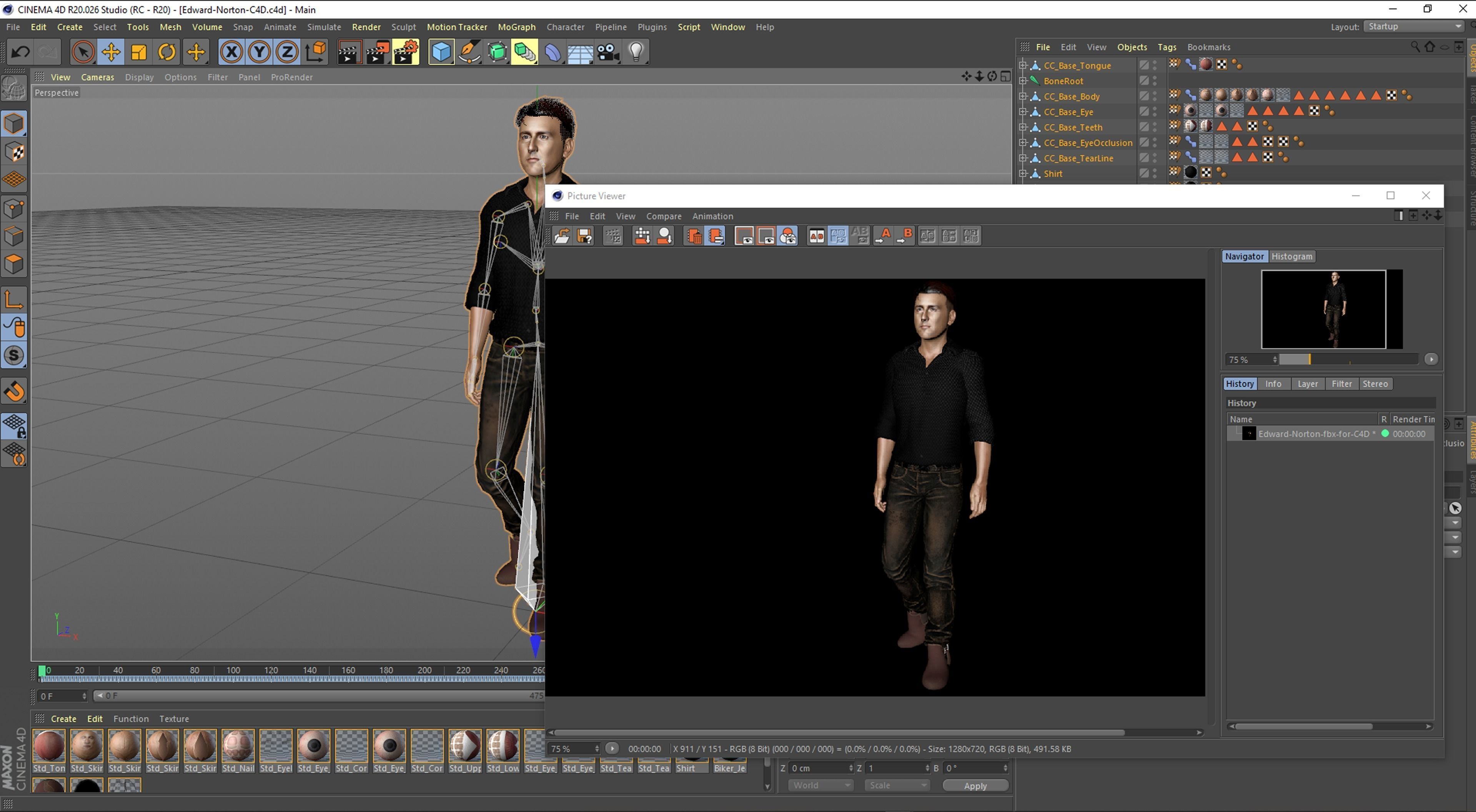 Edward Norton 3D Rigged model ready for animation 3D model_17