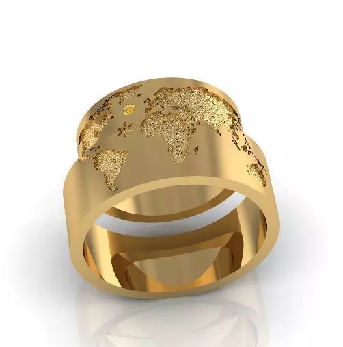 Rings with a world map Model 2811 3D print model_0