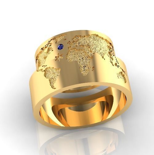 Rings with a world map Model 2811 3D print model_2