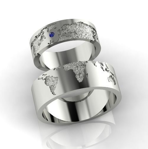 Rings with a world map Model 2811 3D print model_1