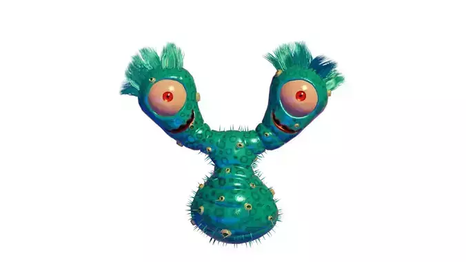 microbe 5 alien creature with big eyes Low-poly 3D model