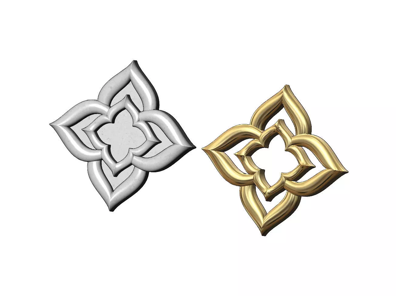 Floral star rosette and onlay relief 3D print model