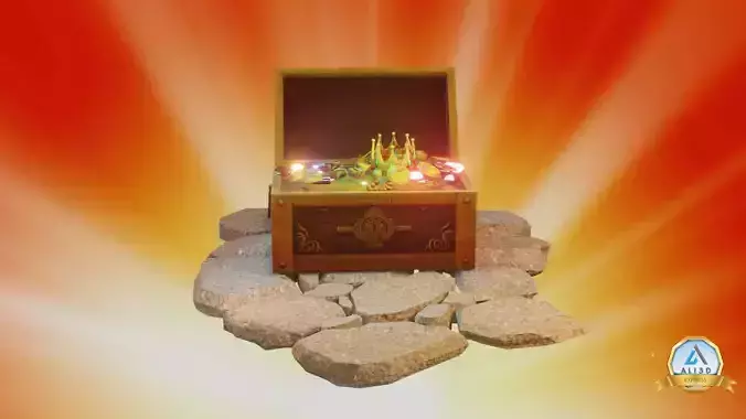 Futuristic Loot Treasure Box Animated Low-poly 3D model