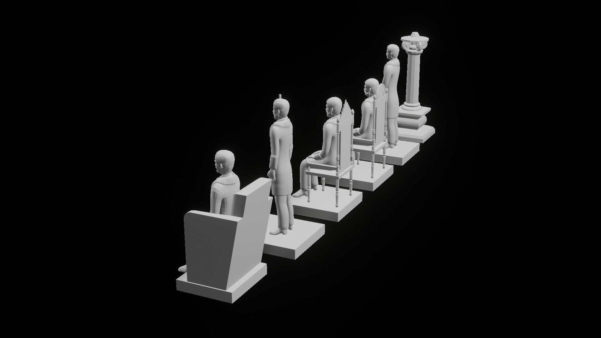 Masonic Outfit Chess Set  3D print model_8