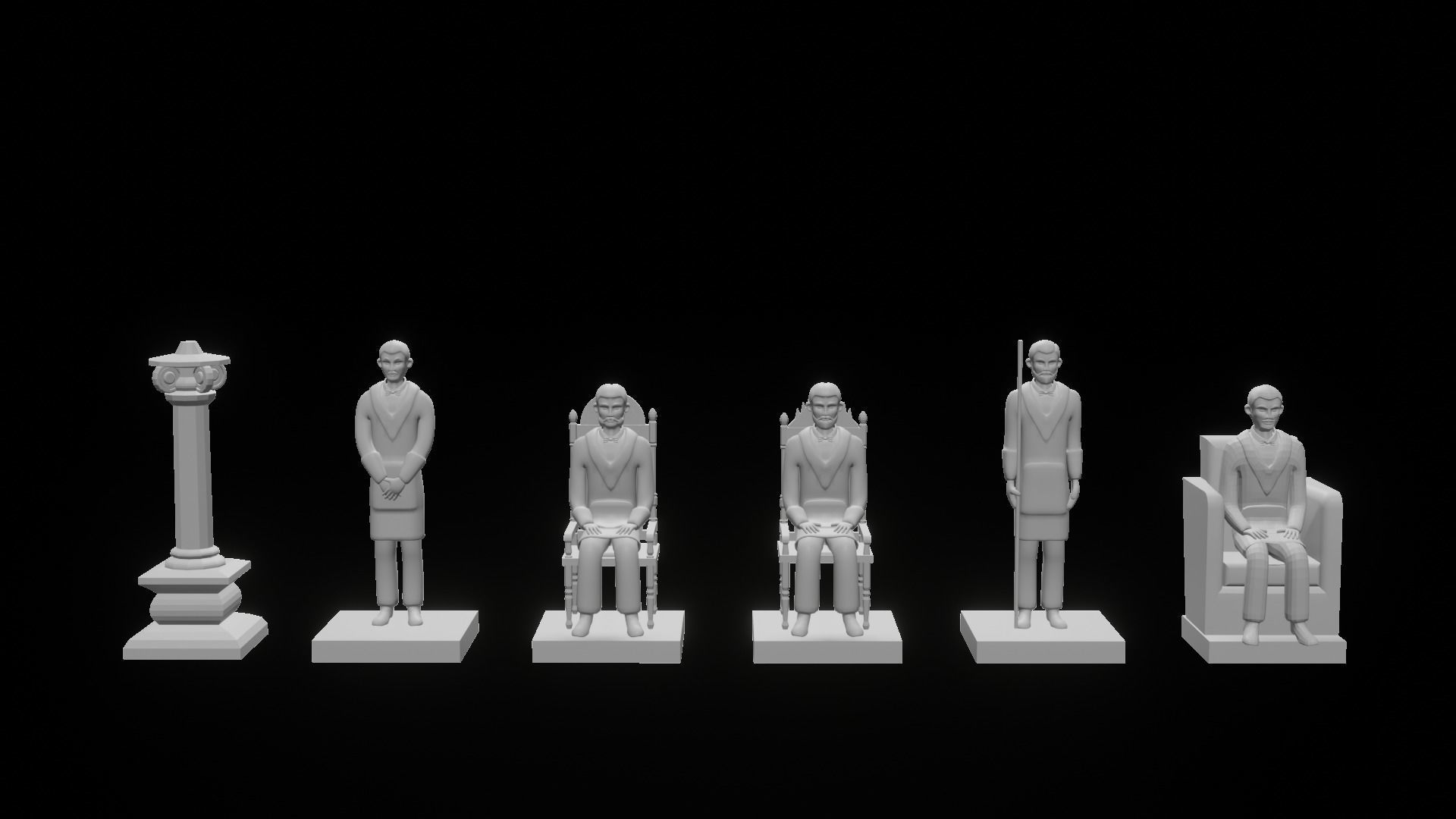 Masonic Outfit Chess Set  3D print model_3