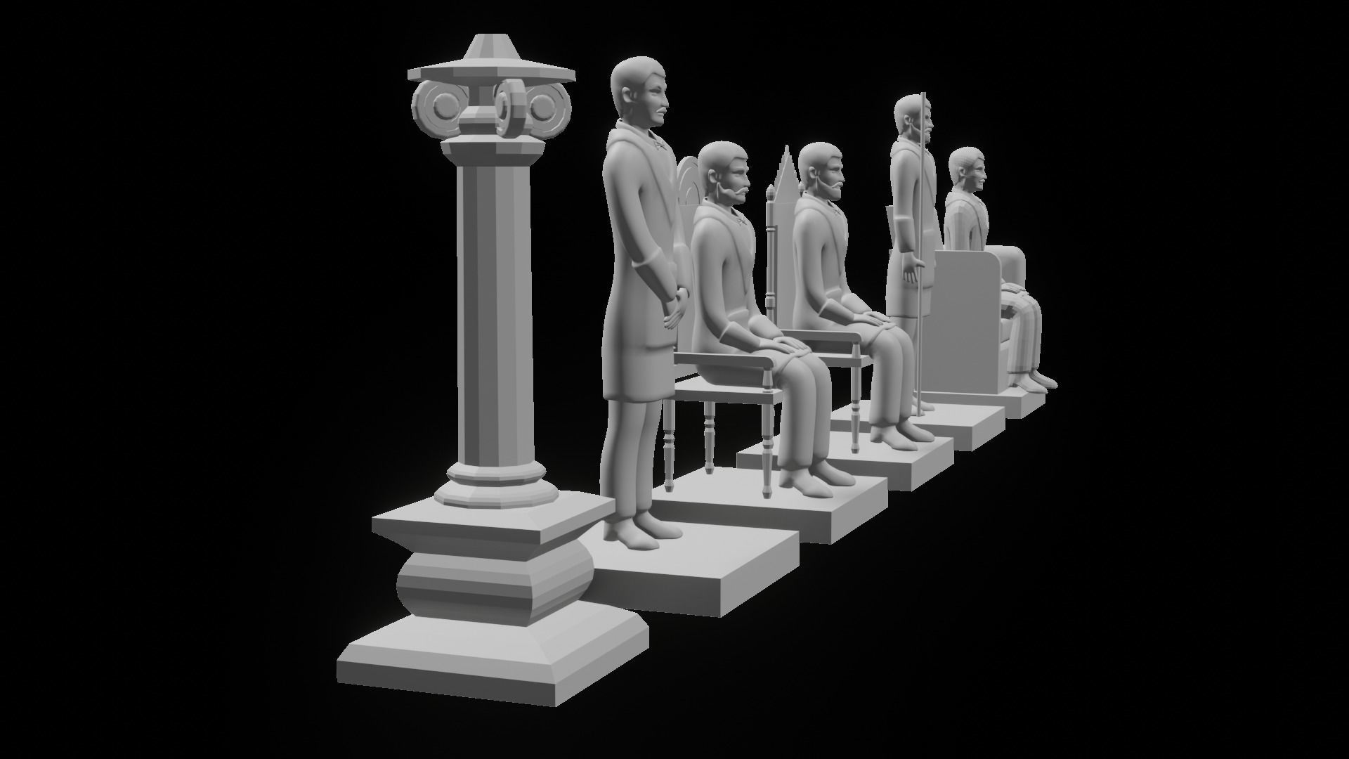 Masonic Outfit Chess Set  3D print model_7